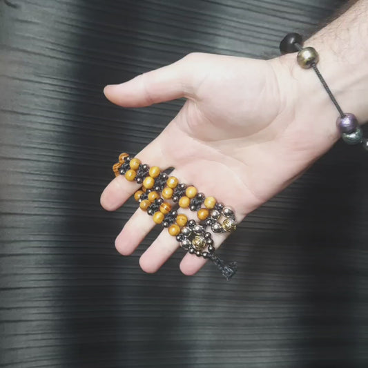 Handmade Wooden Chetki Skilltoy "Leovult – Guardian of the Forest"      Slavic Flip Rosary | Pocket Worry Beads for Hand Dexterity