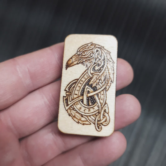 Wooden slider handmade "Raven and Shield"